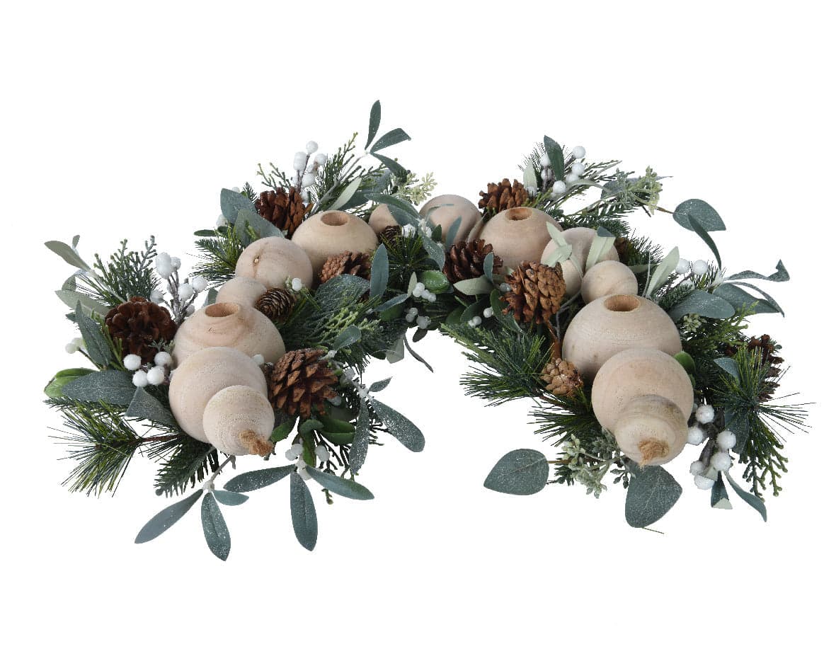 Portacandela di Natale con bacche e pigne per 4 candele alte, da 80 cm - 4