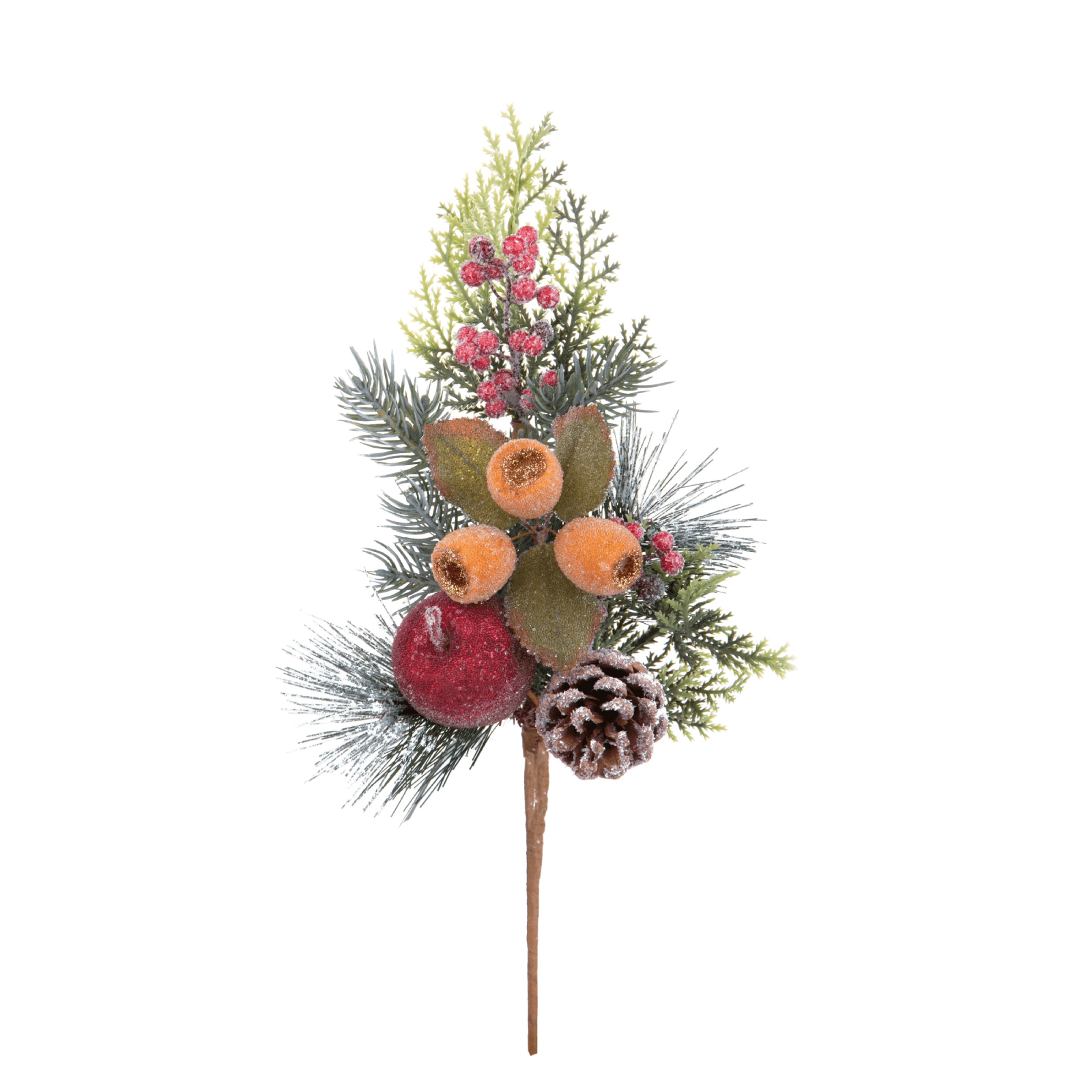 Ramo con pino e frutta multicolor per decorazioni h 40cm - 2