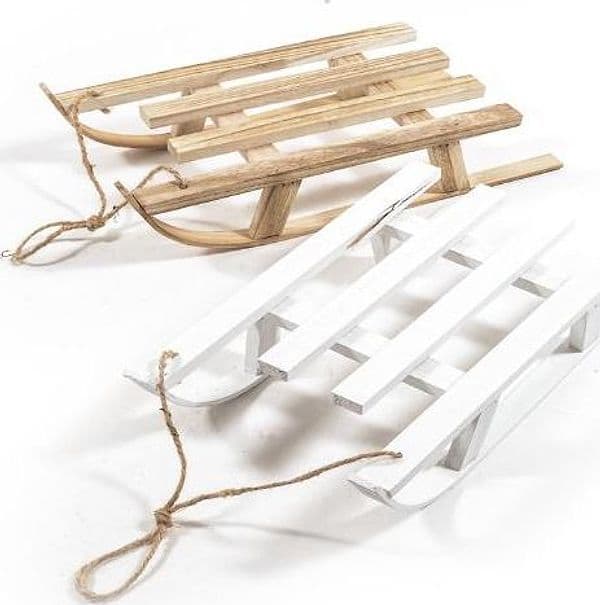 Slitta decorativa natalizia in legno per decorazioni natalizie 36 cm - 3