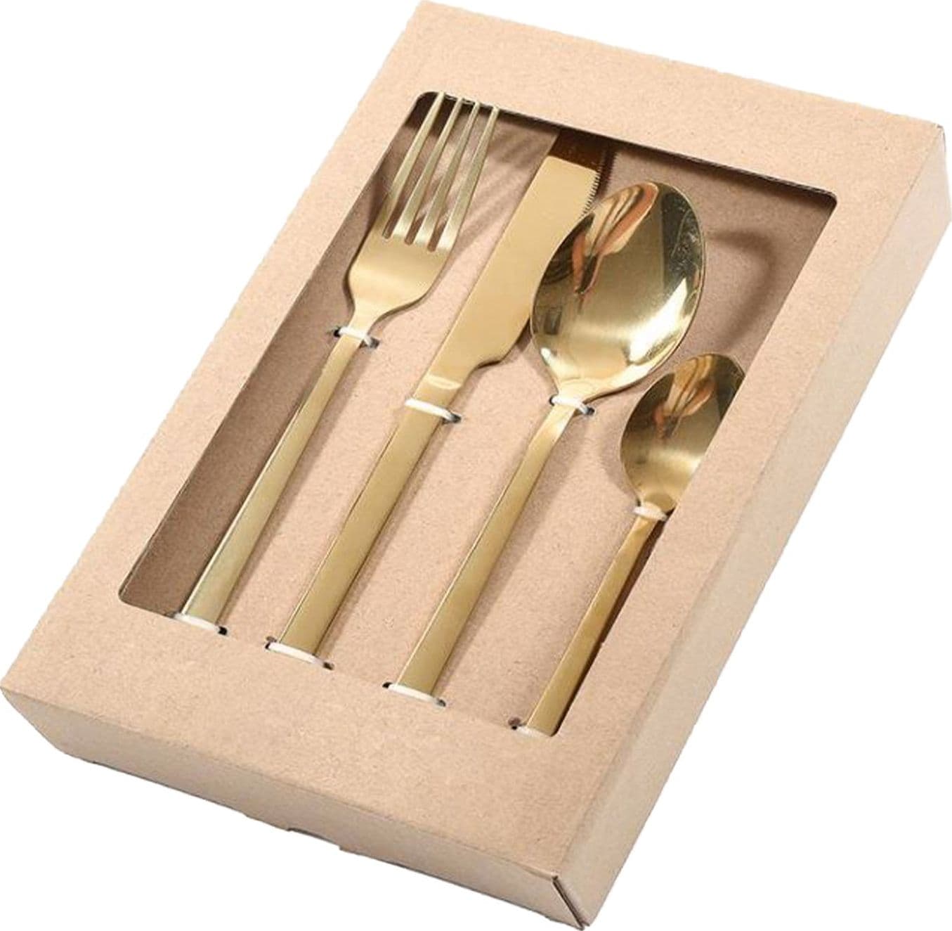 Servizio di posate in acciaio inox dorate 24 pezzi per 6 persone - 8