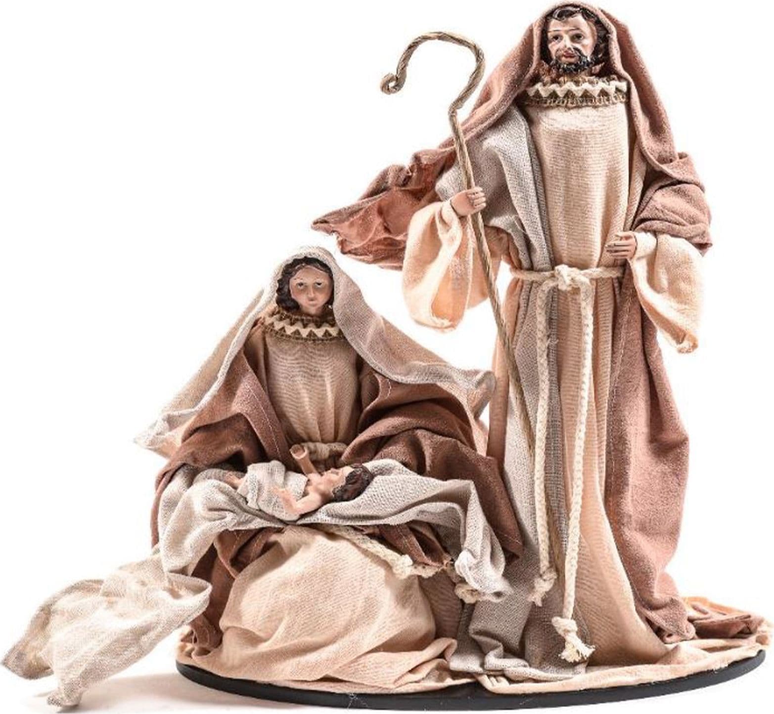 Natività natalizia in resina e legno con finiture in tessuto per presepe - 2