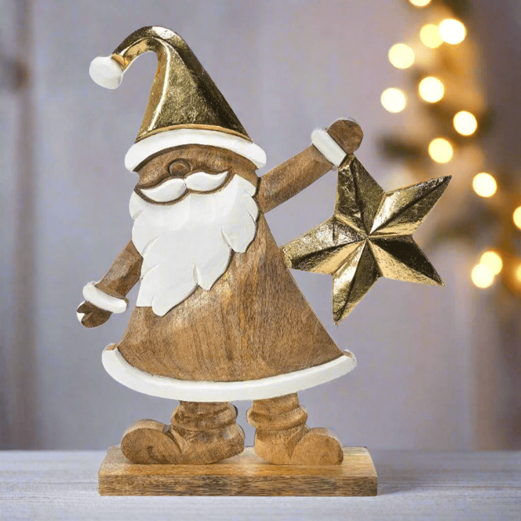 Sagoma Babbo Natale in legno per decorazioni natalizie h 43 cm - 2