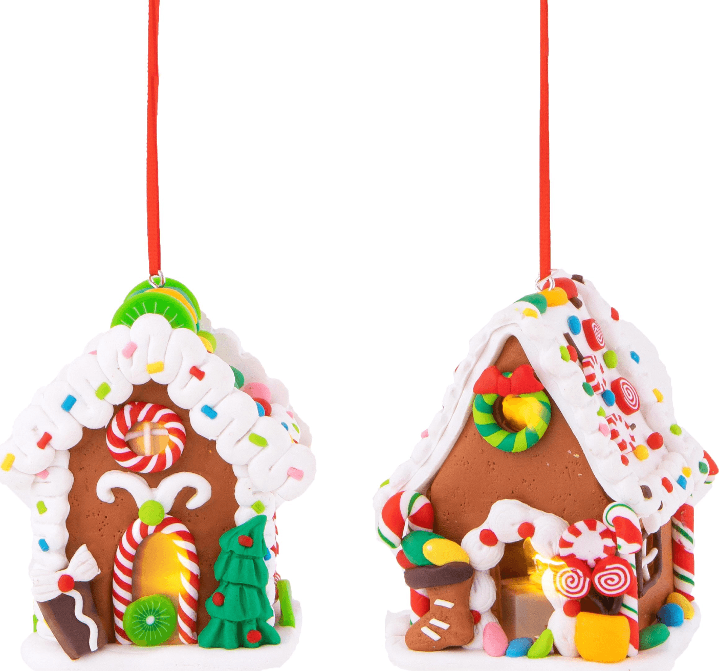 Pendaglio a forma di casetta con led per albero decorazione natalizia, Set.2 - 3