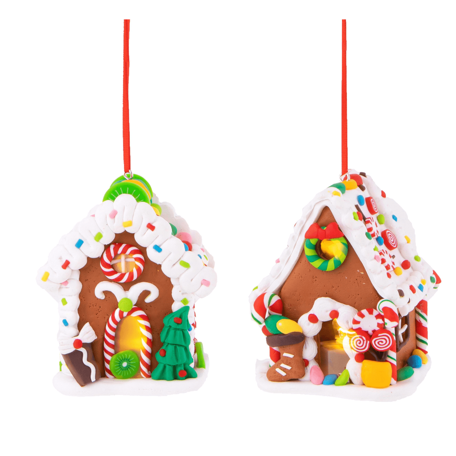 Pendaglio a forma di casetta con led per albero decorazione natalizia, Set.2 - 3