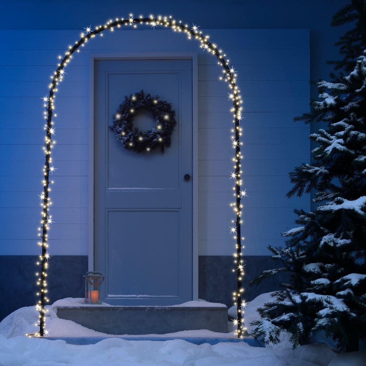 Figura luminosa di Arco, con ciuffi di led a luce bianco caldo in acrilico da 230 cm - 3