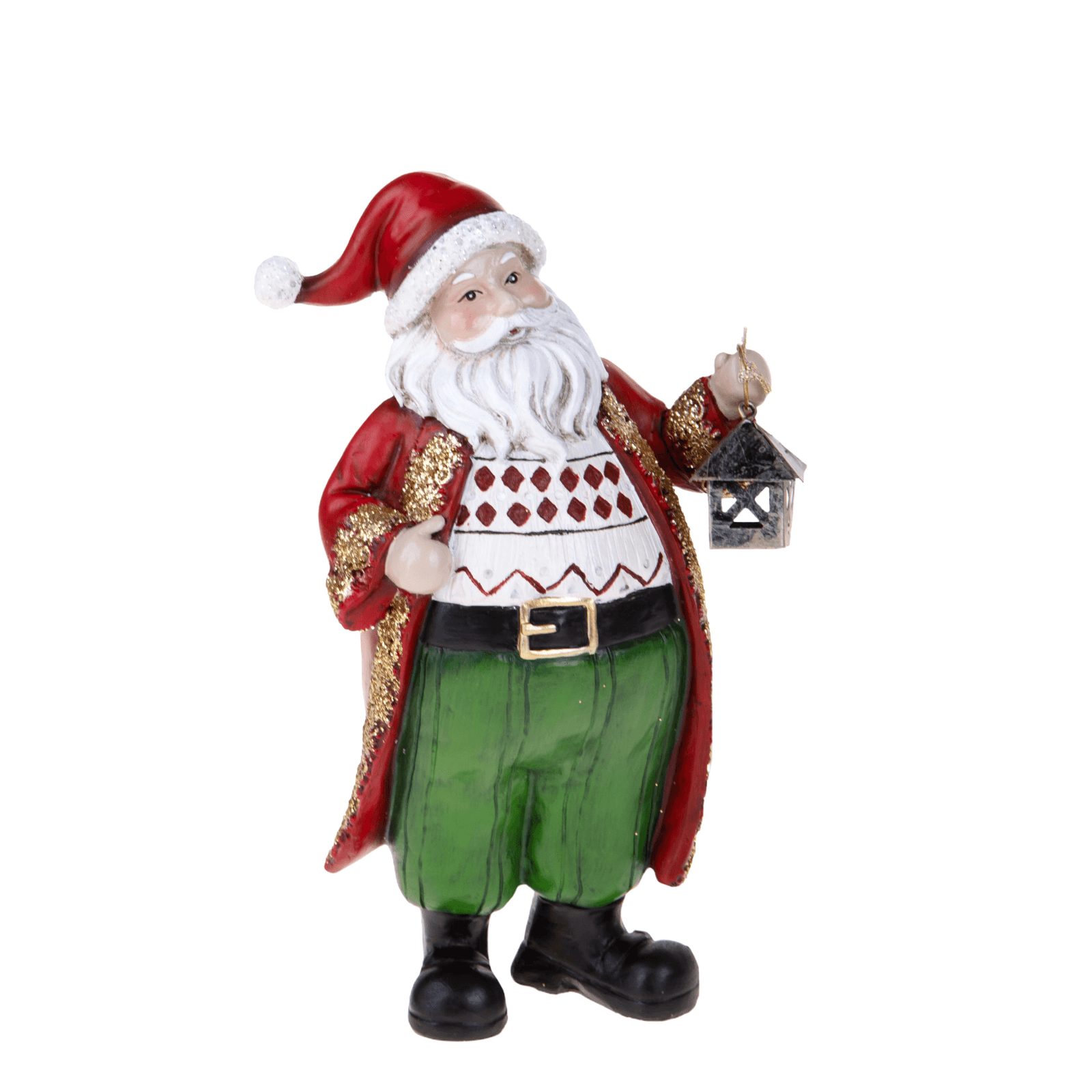 Statuetta con babbo natale e lanterna , decorazione per interno h 24,5 cm - 2