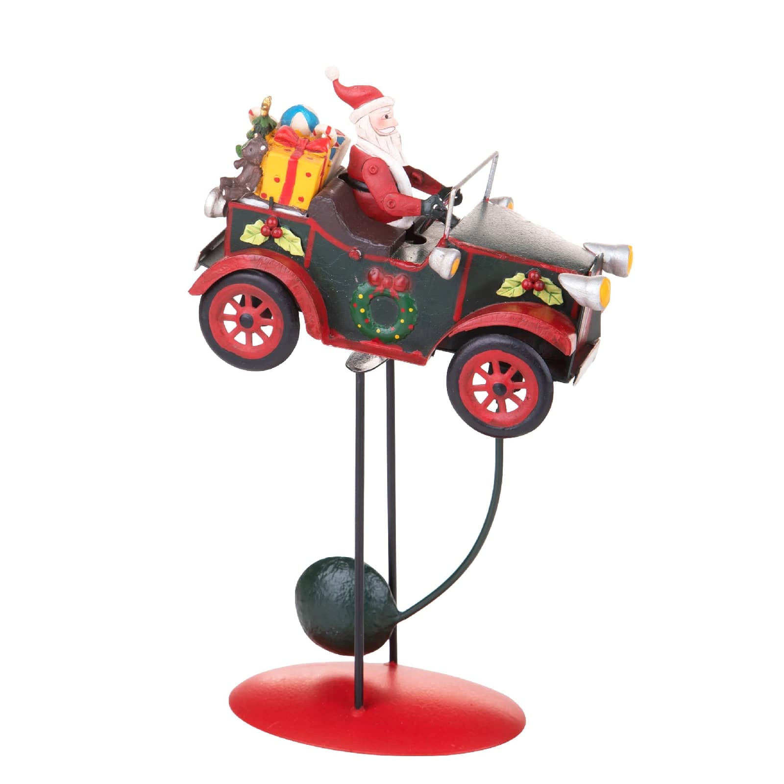 Auto sospesa con babbo e regali in metallo per decorazioni natalizie - 2