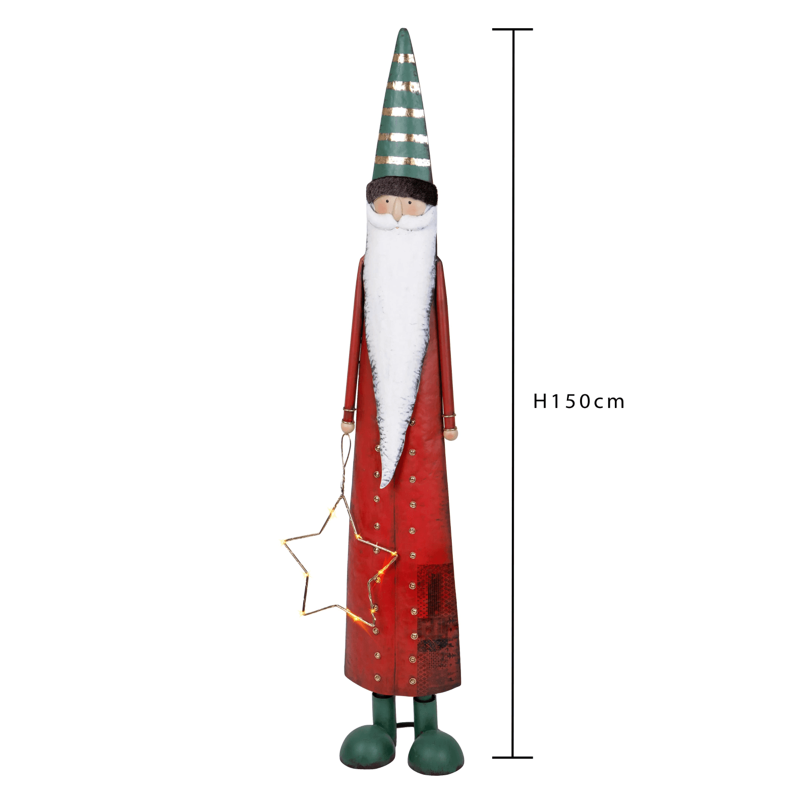 Statuetta babbo natale con led in metallo per decorazioni natalizie - 4