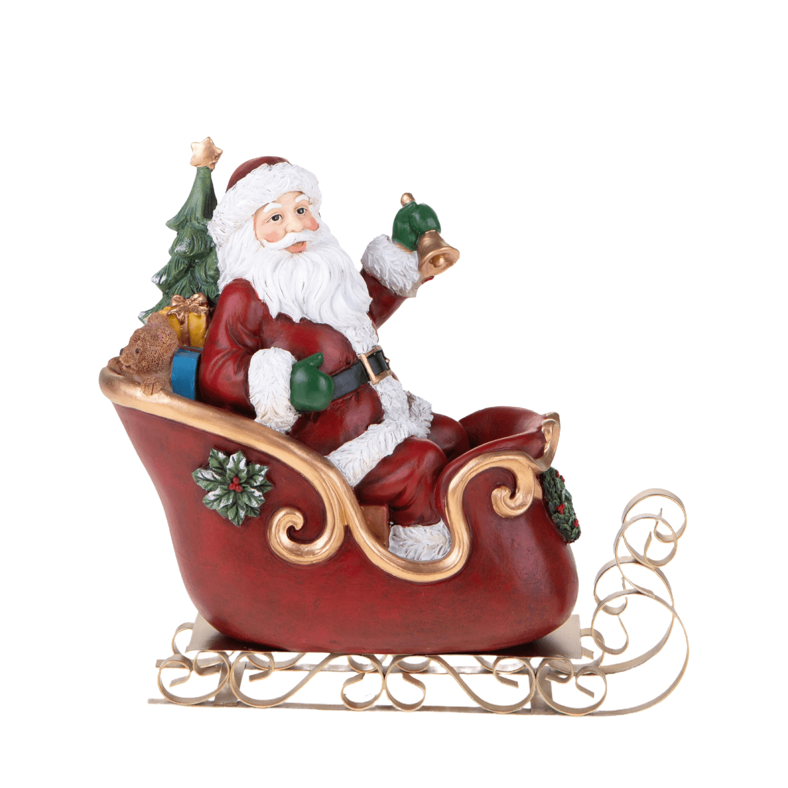 Statuetta babbo natale su slitta in resina per decorazioni natalizie - 2