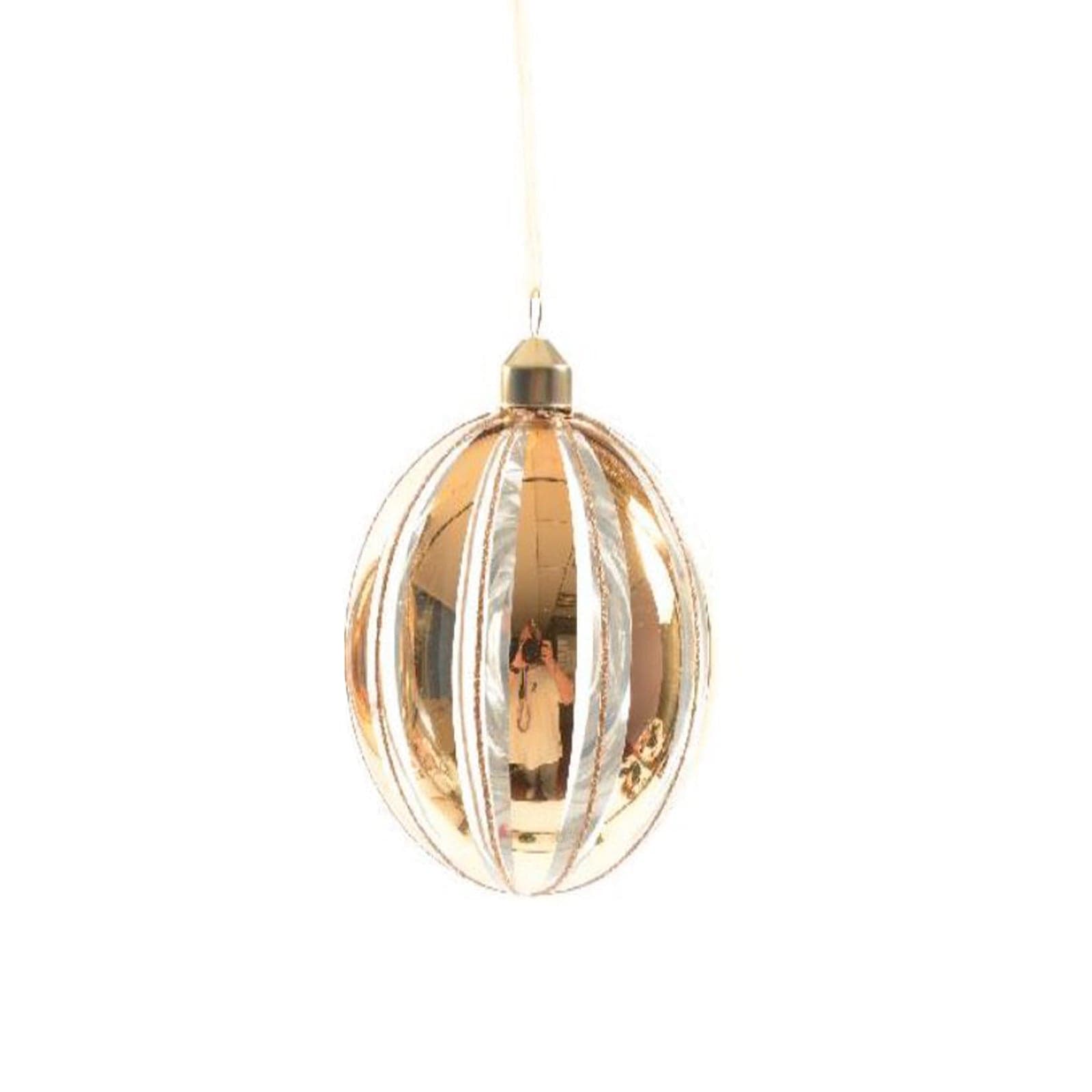 Pallina natalizia con fasce decorative in vetro per albero di Natale Ø 10 cm - 2