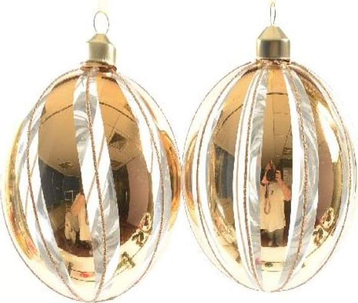 Pallina natalizia con fasce decorative in vetro per albero di Natale Ø 10 cm - 3