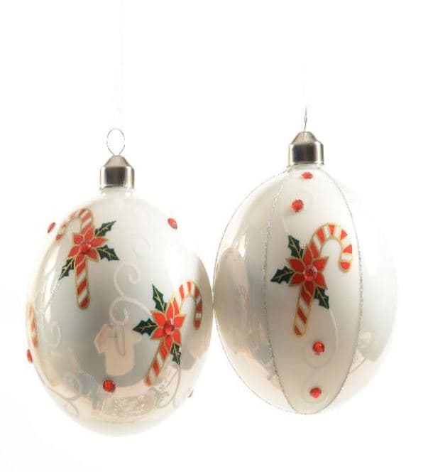 Pallina natalizia con candy decorativo in vetro per albero di Natale Ø 10 cm - 3