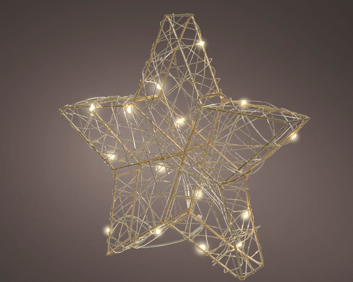 Stella luminosa a LED a luce calda, con Timer e adattatore, per esterno da 30 cm - 2