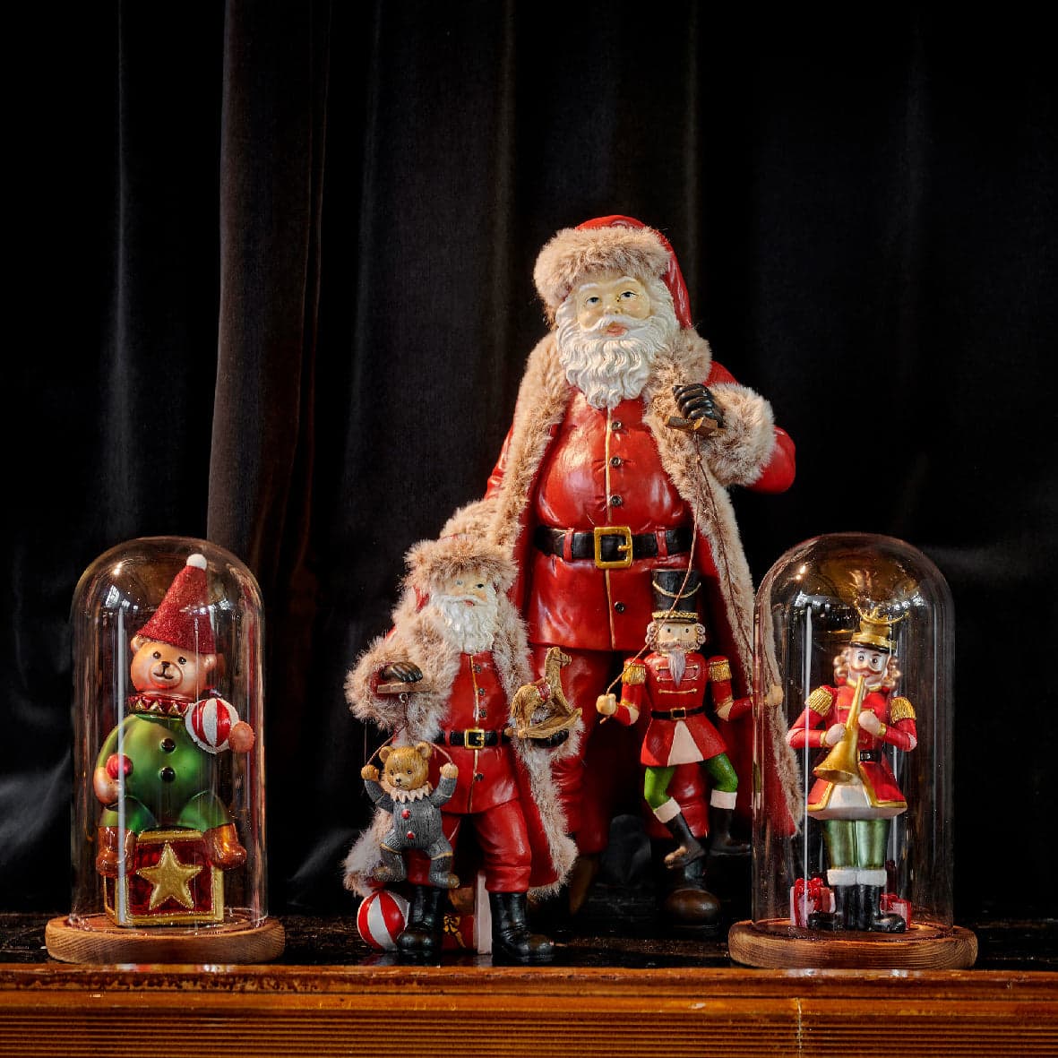 Statuetta con babbo natale con orsacchiotto decorazione per interno h 22 cm - 2