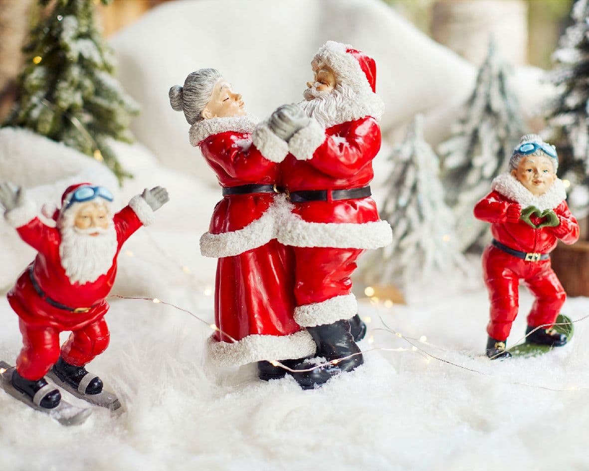 Statuetta con babbo natale e Mamma natale che ballano decorazione per interno - 2