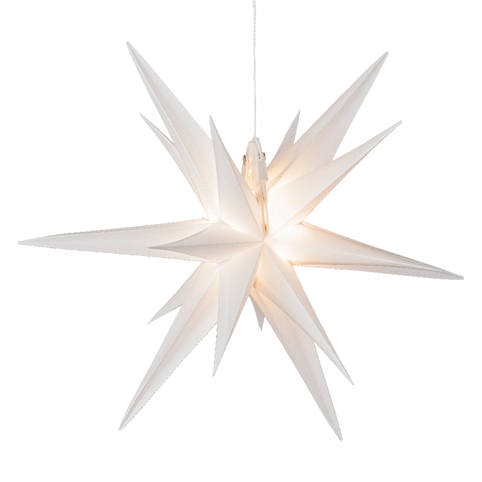 Pendente natalizio a forma di stella, colore bianco, con Led, decorazione natalizia