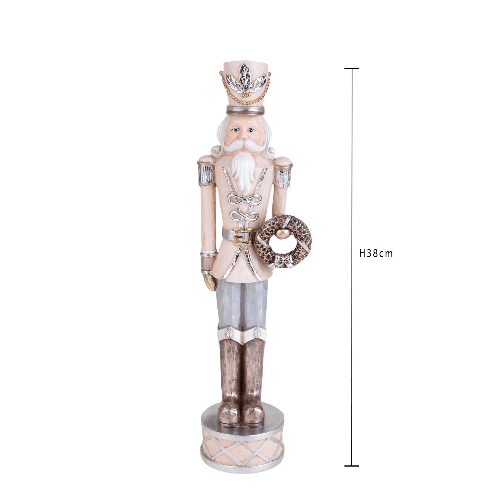 Statuetta soldato schiaccianoci con corona in resina per decorazioni natalizie - 3