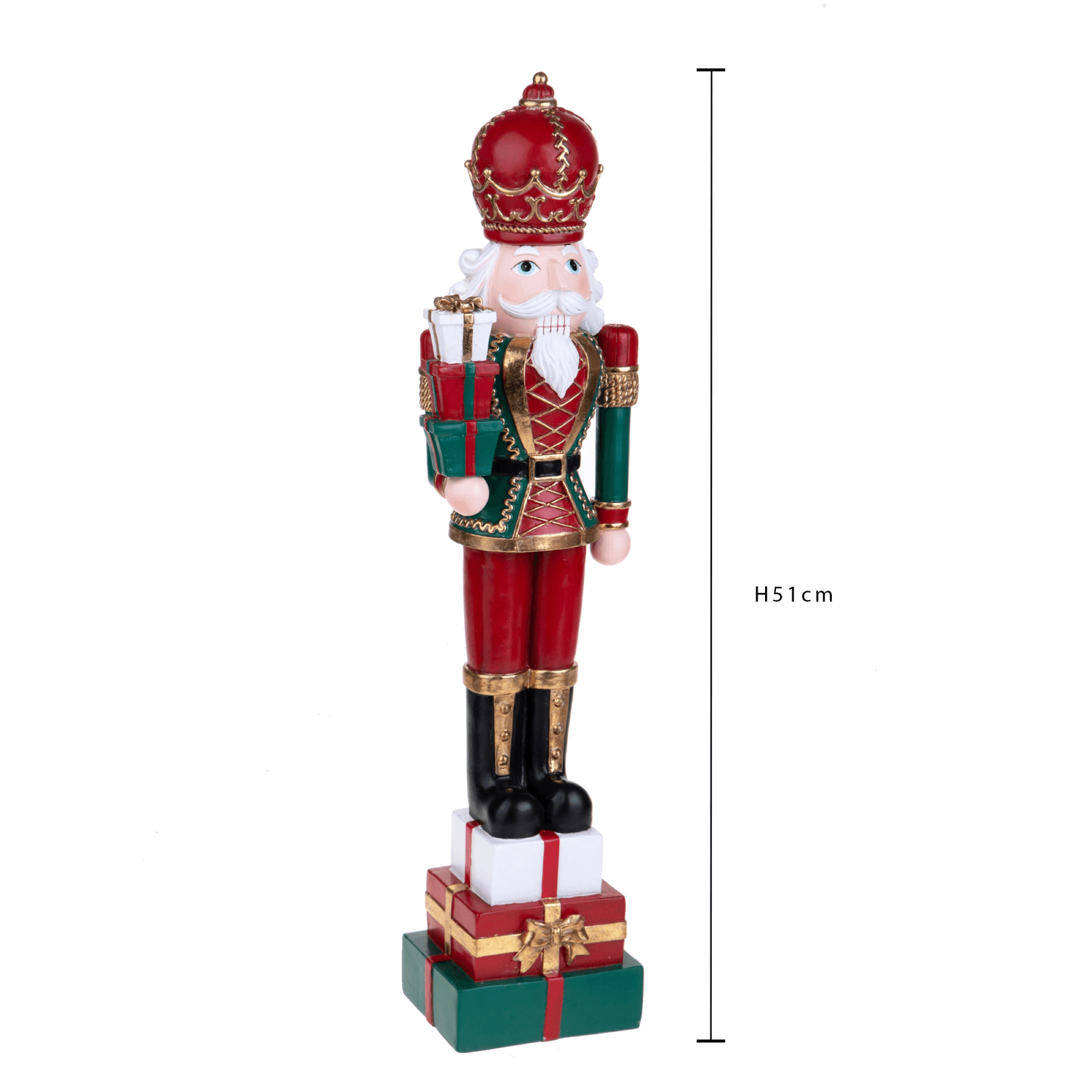 Statuetta soldato schiaccianoci con pacchi in resina per decorazioni natalizie - 3