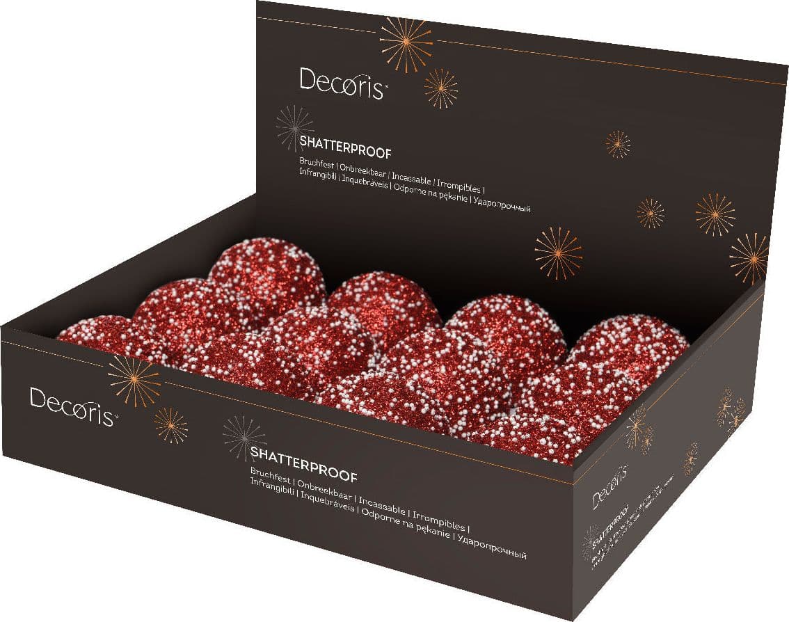 Palline per albero di Natale decorato, in gommapiuma con glitter, da Ø 8 cm, 12 pezzi - 2