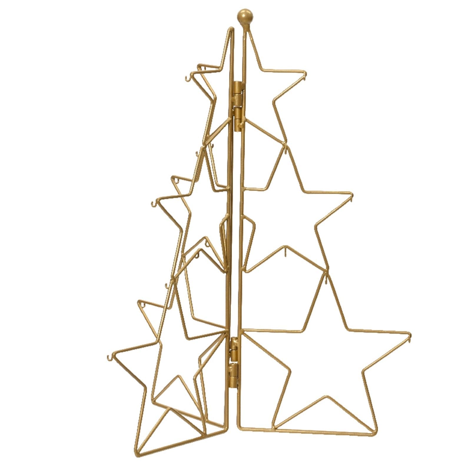 Supporto a forma di Albero con stelle per palline di Natale in ferro color oro da 40 cm