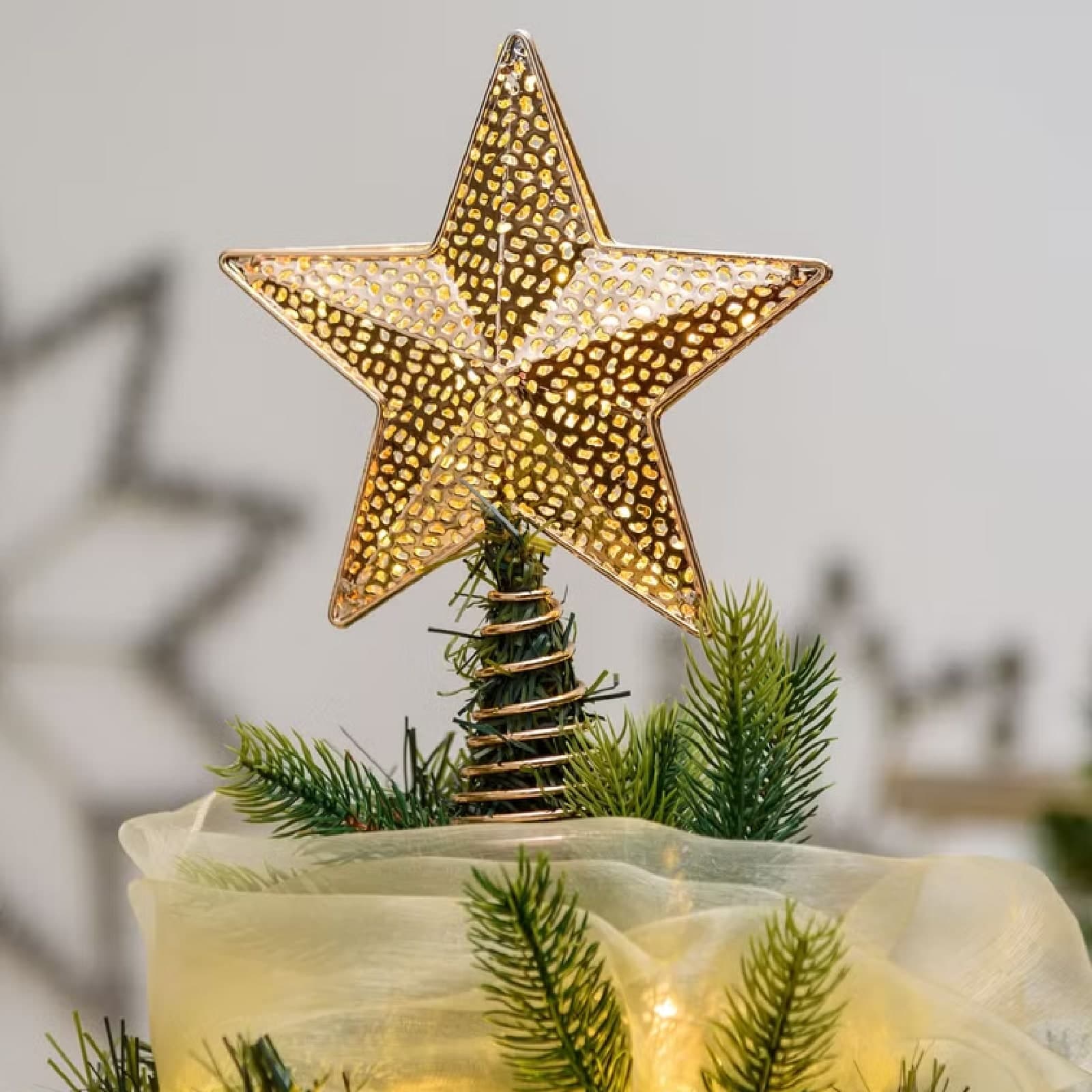 Puntale stella luminosa per albero di natale con led per decorazioni - 2