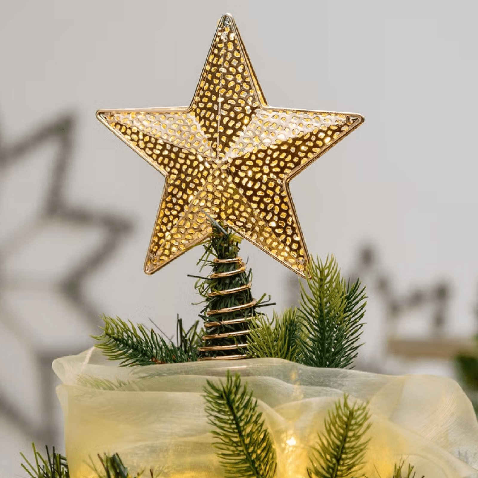 Puntale stella luminosa per albero di natale con led per decorazioni - 2