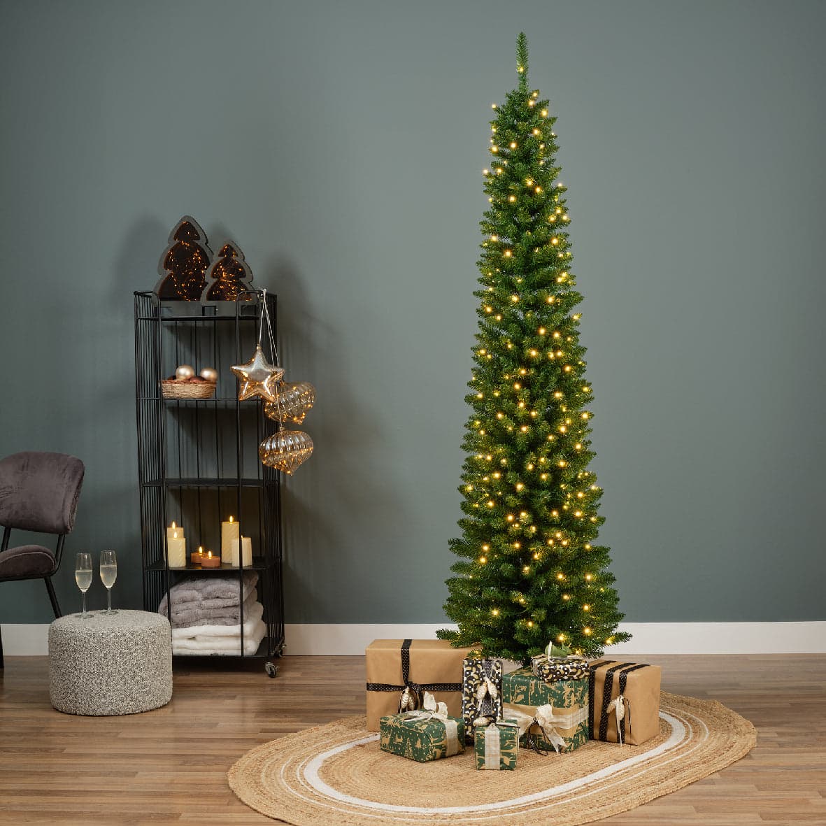 Albero di natale Slim "Pencil Pine" con Led in PVC Altissima qualità - 4