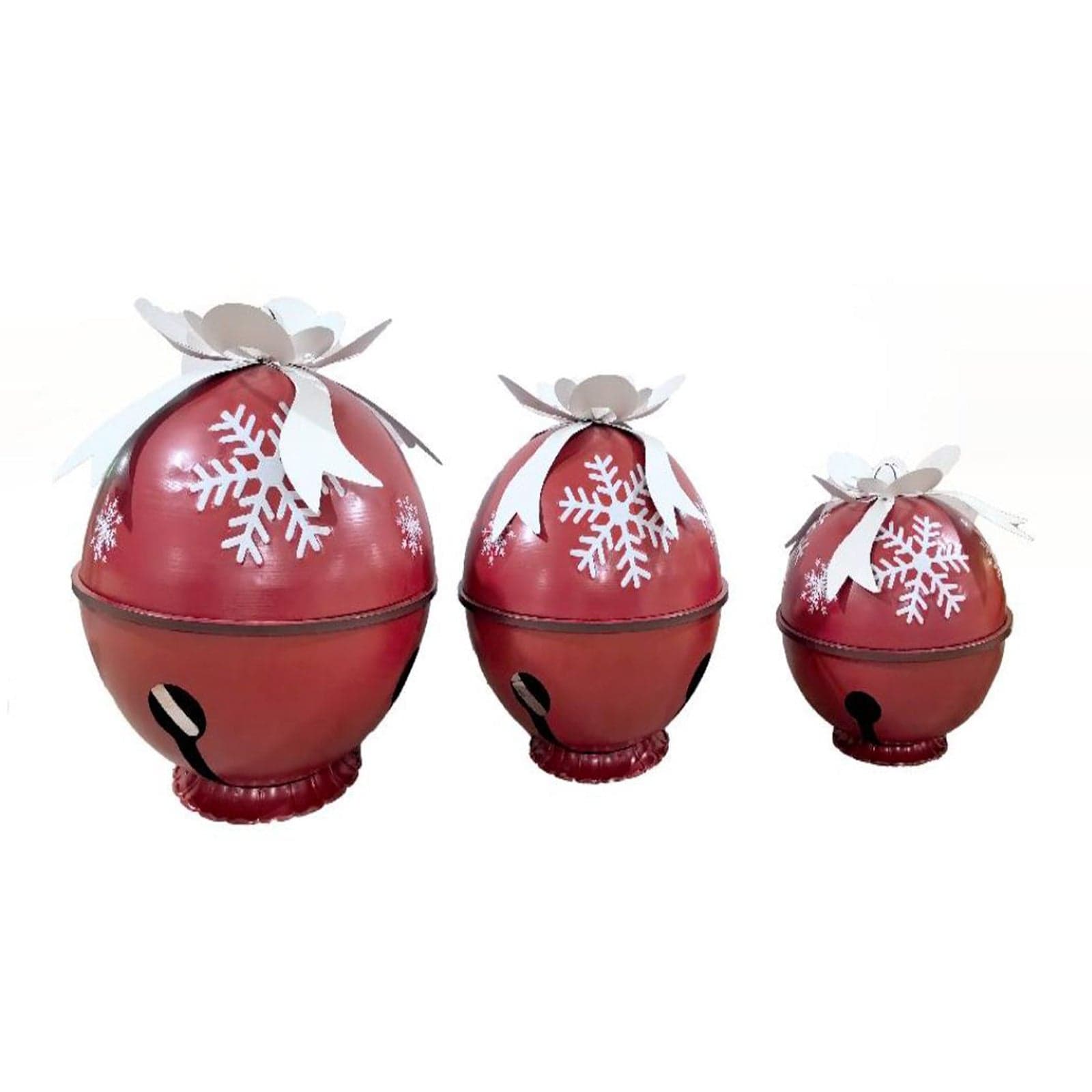 Campane decorative da appoggio in metallo decorazione natalizia set da 3 - 1