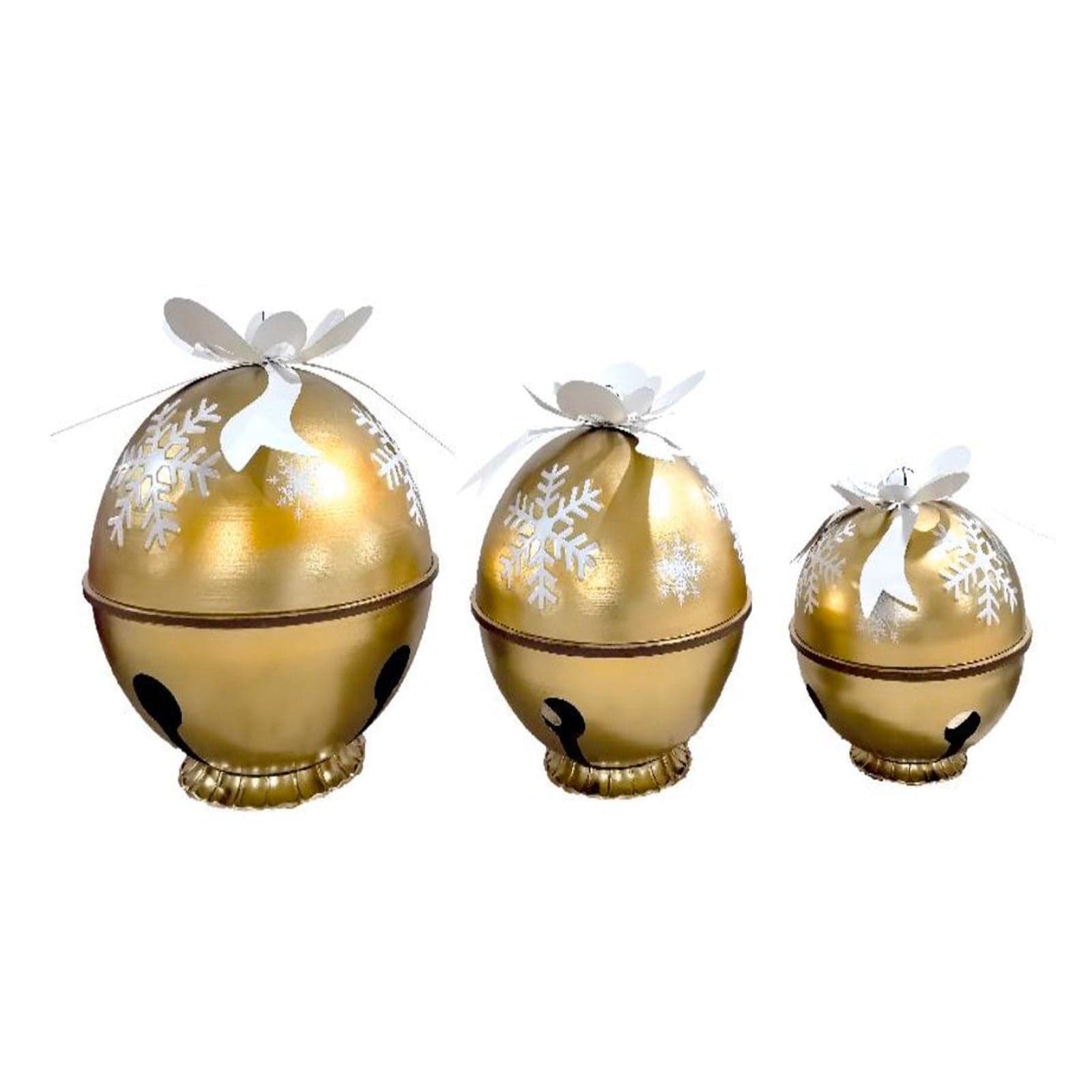 Campane decorative da appoggio in metallo decorazione natalizia set da 3 - 3