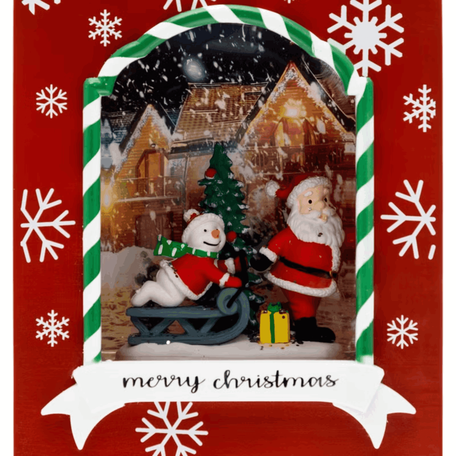 Lanterna Borsa shopping rossa, Albero, Babbo e Pupazzo ,led bianco caldo per decorazioni - 2