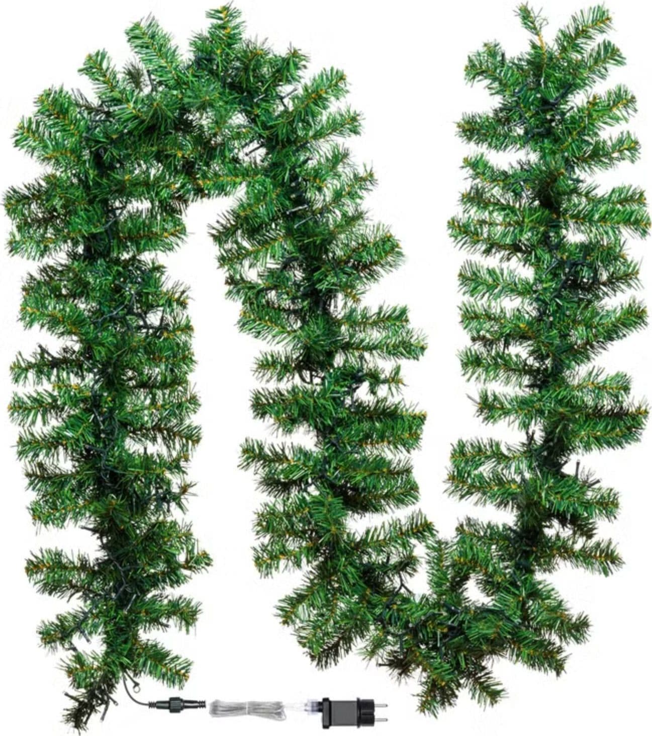 Ramo di verde pino Moena 2,7 m, 400 led bianco caldo, prolungabile per decorazioni - 3