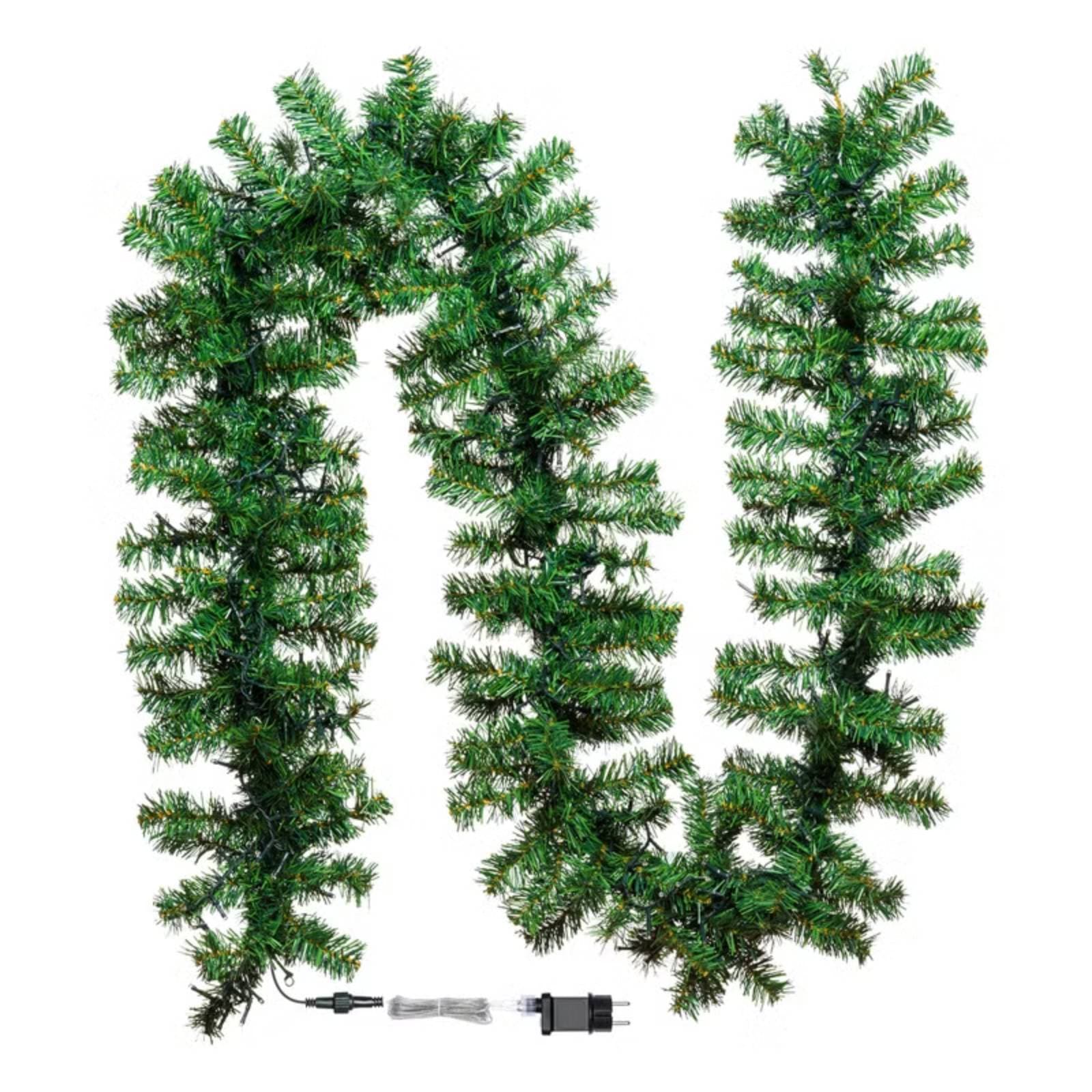 Ramo di verde pino Moena 2,7 m, 400 led bianco caldo, prolungabile per decorazioni - 3