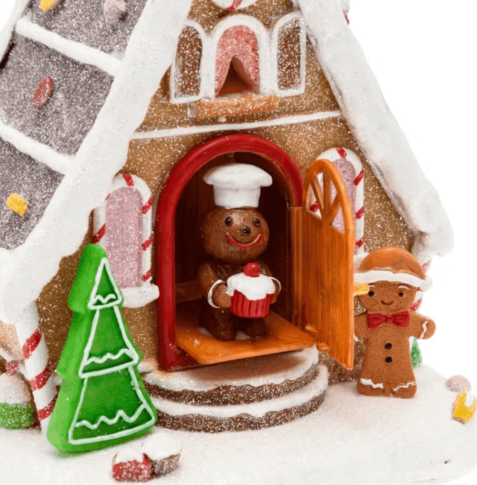 Villaggio di Natale, Casa di Marzapane con porta che si apre e chiude, h 18 cm, musiche natalizie - 3