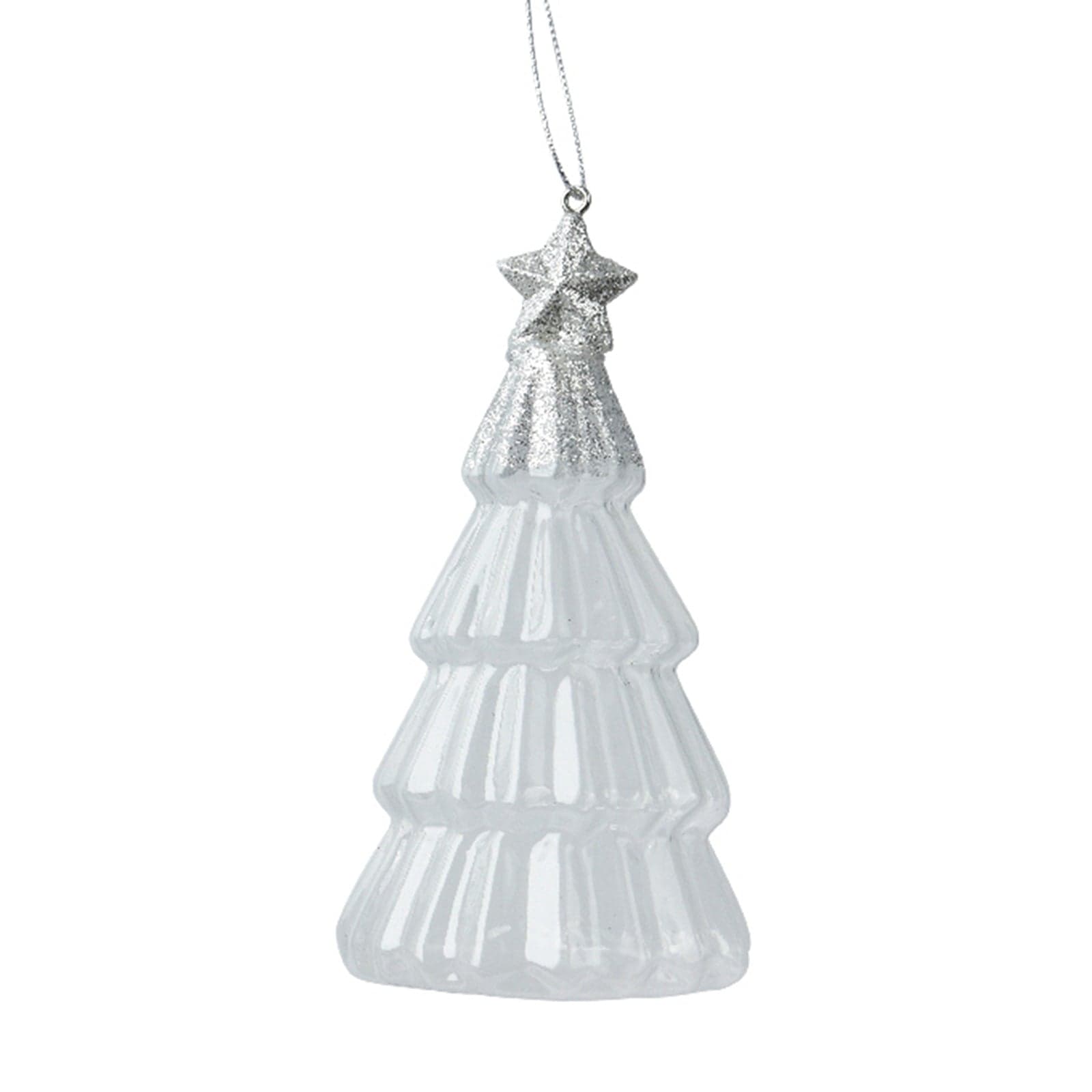 Pendaglio a forma di albero bianco con glitter per albero decorazione natalizia da 13 cm - 3