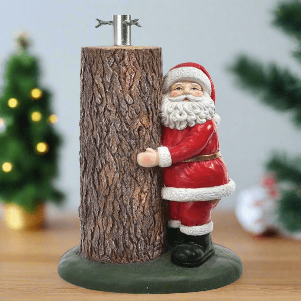 Base per albero di natale Babbo natale in resina con supporto in metallo decorazione natalizia - 2