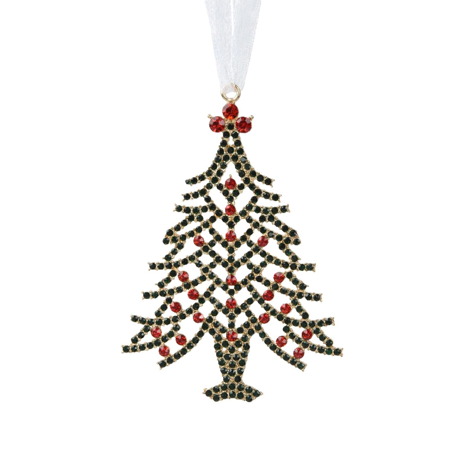 Pendaglio a forma di albero con brillantini rossi per albero decorazione natalizia da 10 cm - 2