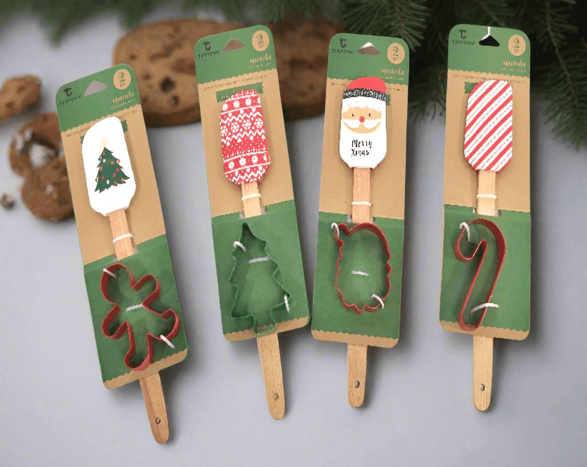 Set spatola in silicone con manico in legno e formina per biscotti - 6