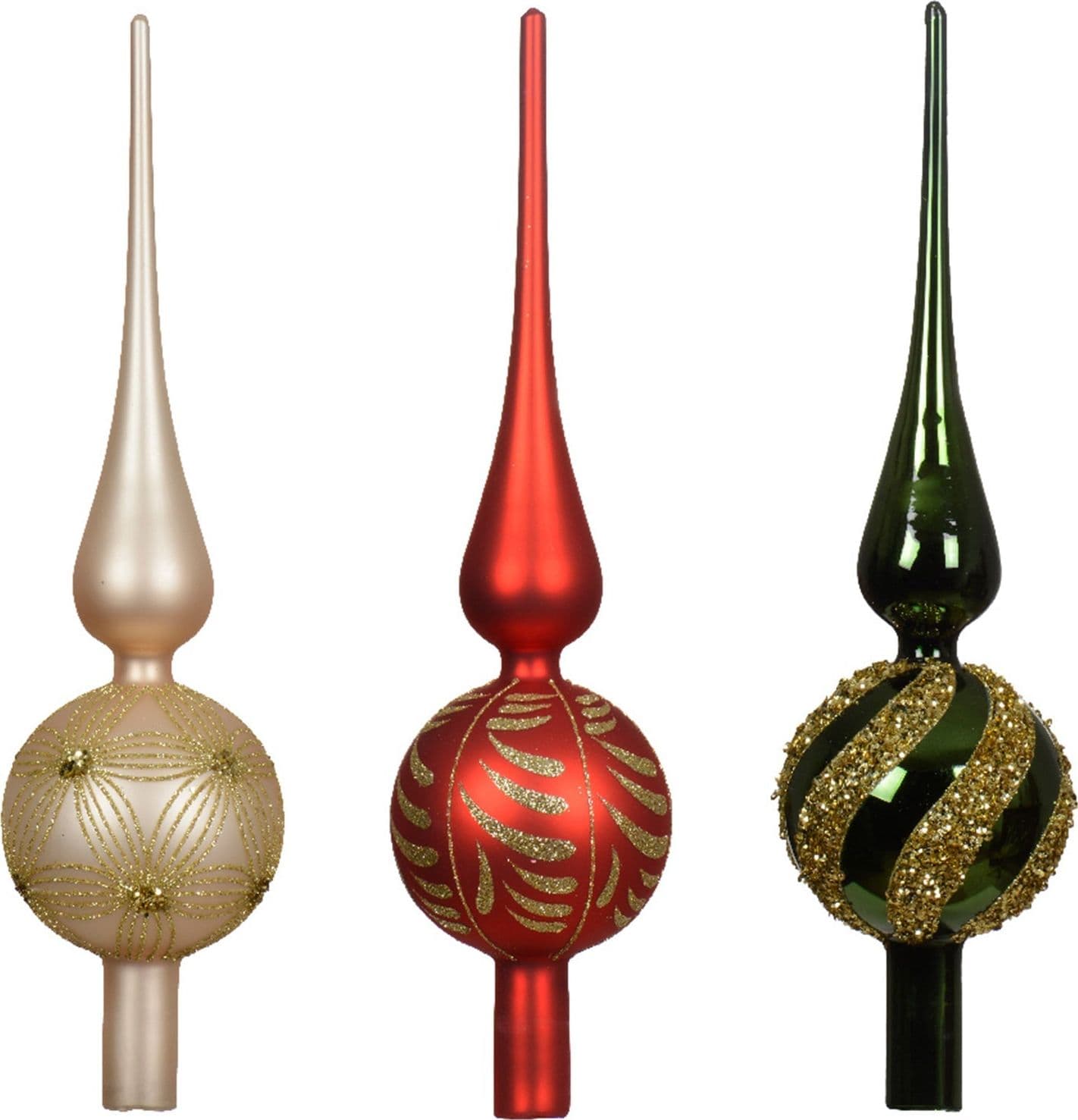 Puntale per albero di Natale con sfere in vetro decorazione e addobbo da 31 cm - 1