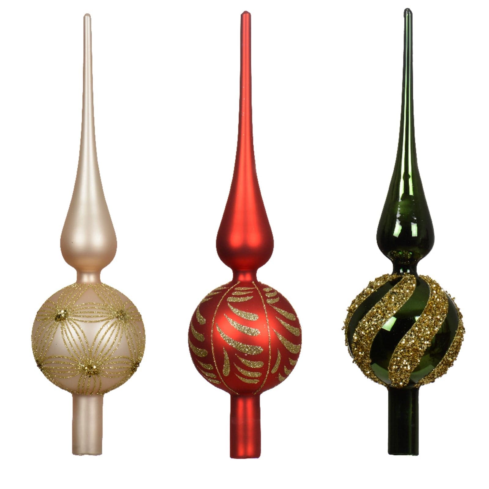 Puntale per albero di Natale con sfere in vetro decorazione e addobbo da 31 cm - 1
