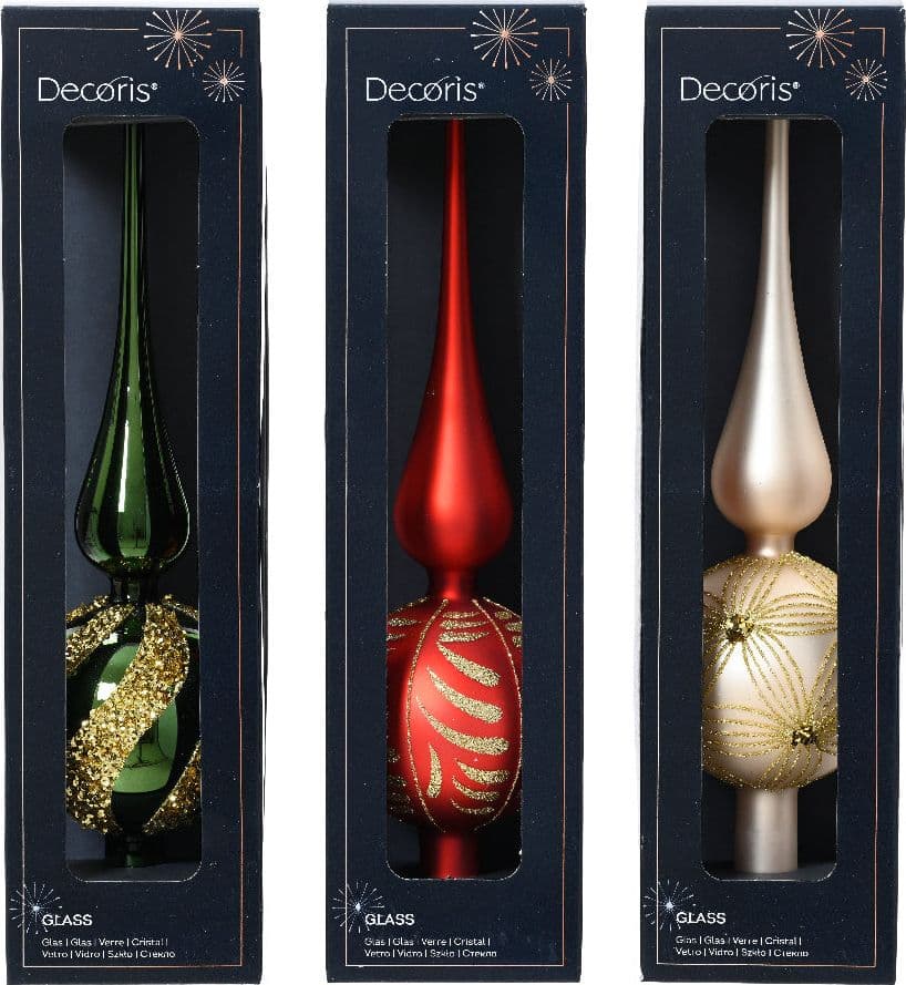 Puntale per albero di Natale con sfere in vetro decorazione e addobbo da 31 cm - 5