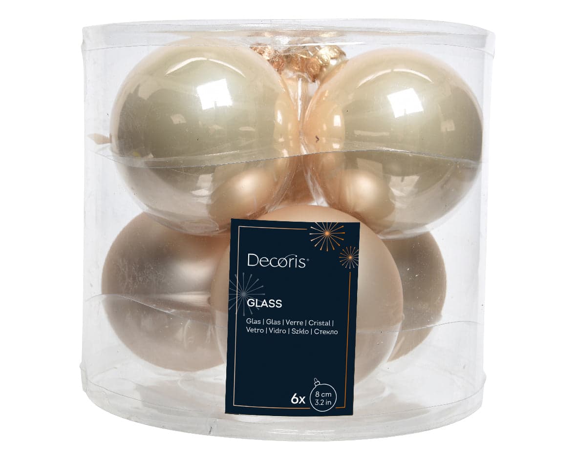 Palline per albero di natale in vetro color Perla da 8 cm, tubo da 6 pezzi - 3