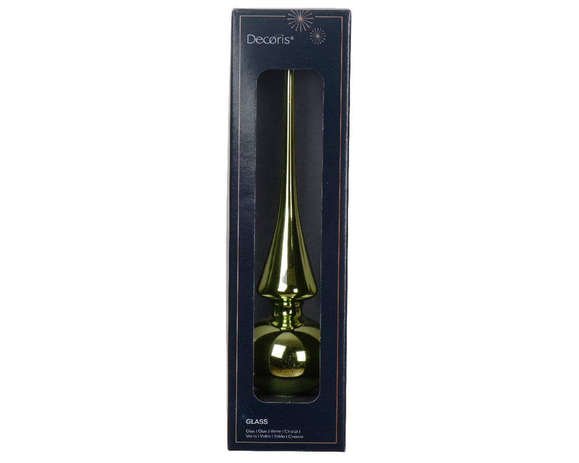 Puntale per albero di Natale con sfere in vetro verde decorazione e addobbo da 26 cm - 3