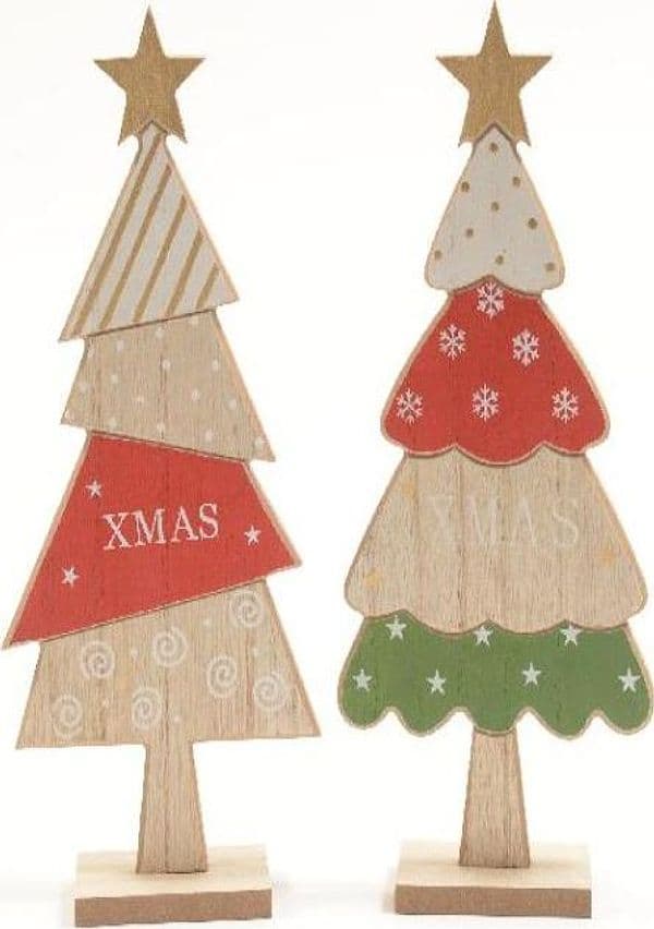 Albero di natale da appoggio in legno per decorazioni natalizie - 3