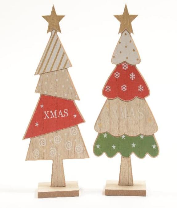 Albero di natale da appoggio in legno per decorazioni natalizie - 3