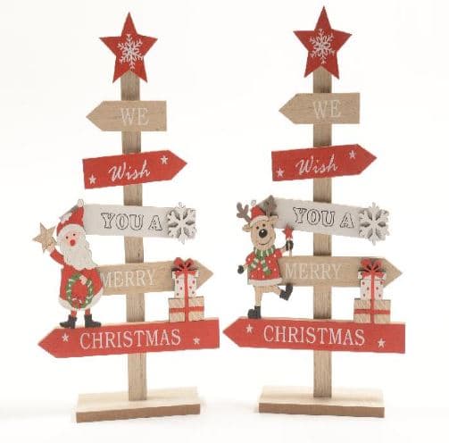 Cartello stradale a forma di albero da appoggio in legno per decorazioni natalizie - 3