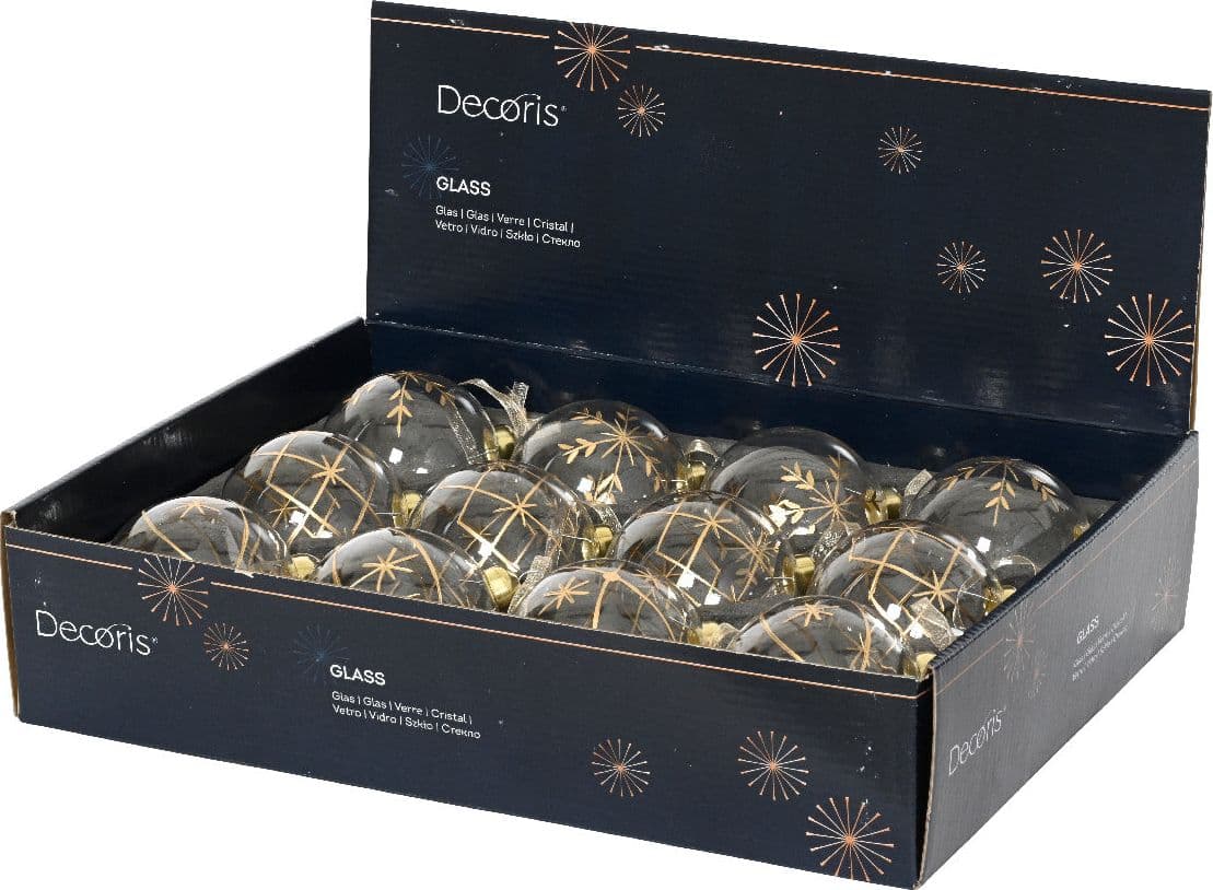 Palline per albero di Natale in vetro bianco e oro decorazione natalizia, 12 pezzi - 2