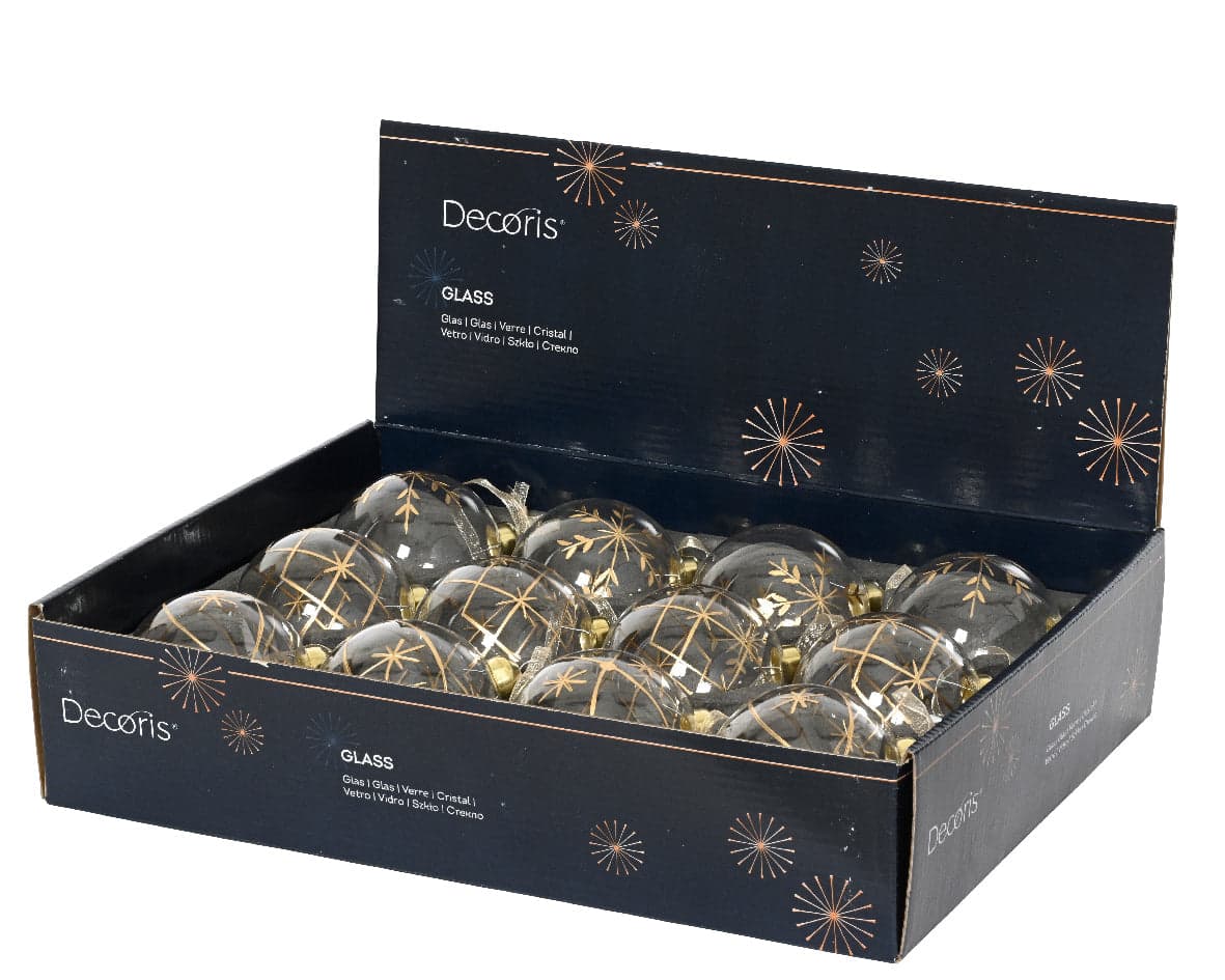 Palline per albero di Natale in vetro bianco e oro decorazione natalizia, 12 pezzi - 2