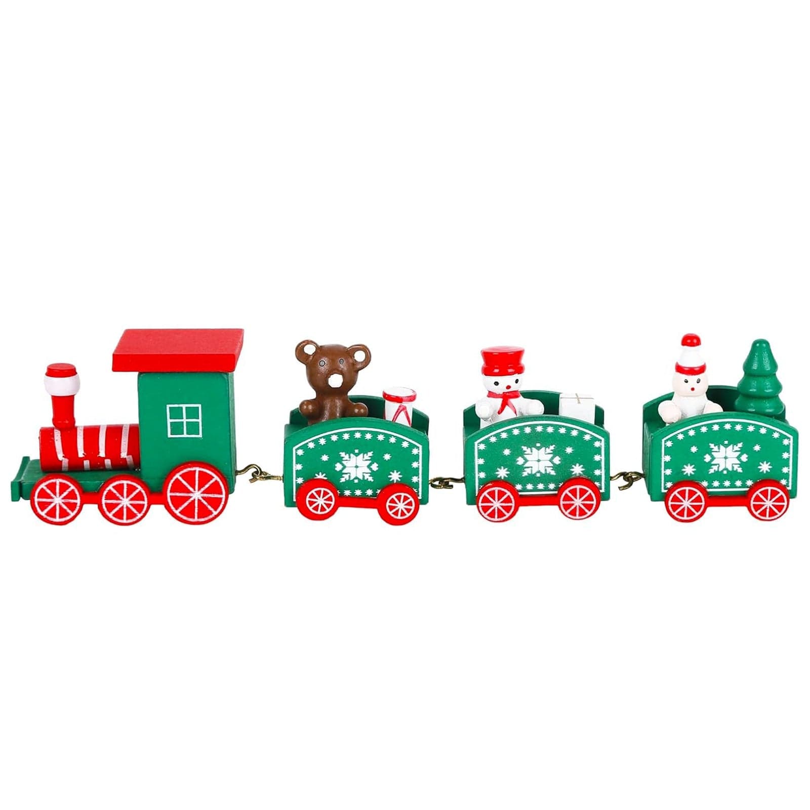 Trenino decorativo natalizio con 3 vagoni in legno per decorazioni natalizie - 2