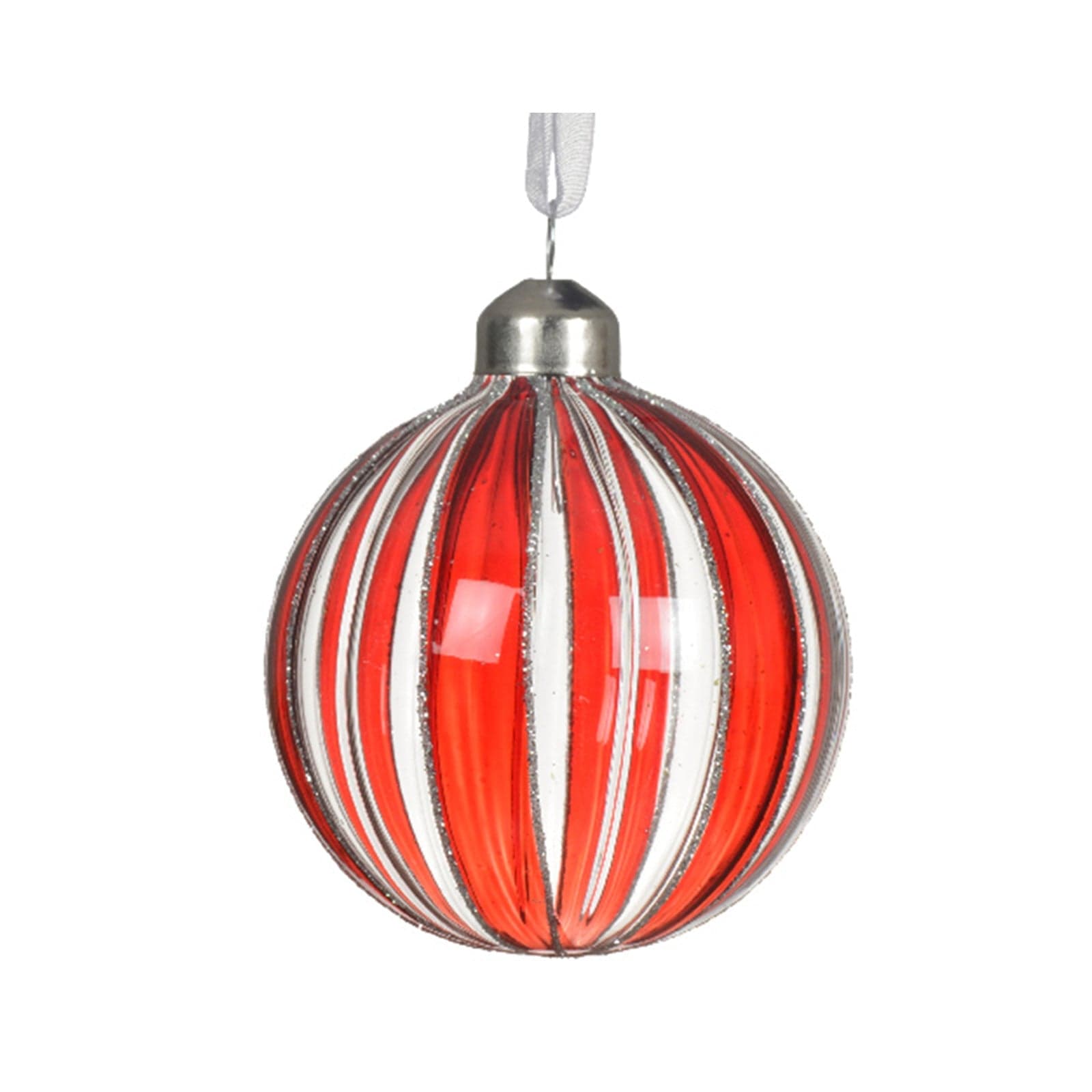 Palline per albero di Natale in vetro bianco e rosso decorazione natalizia, 3 pezzi - 3