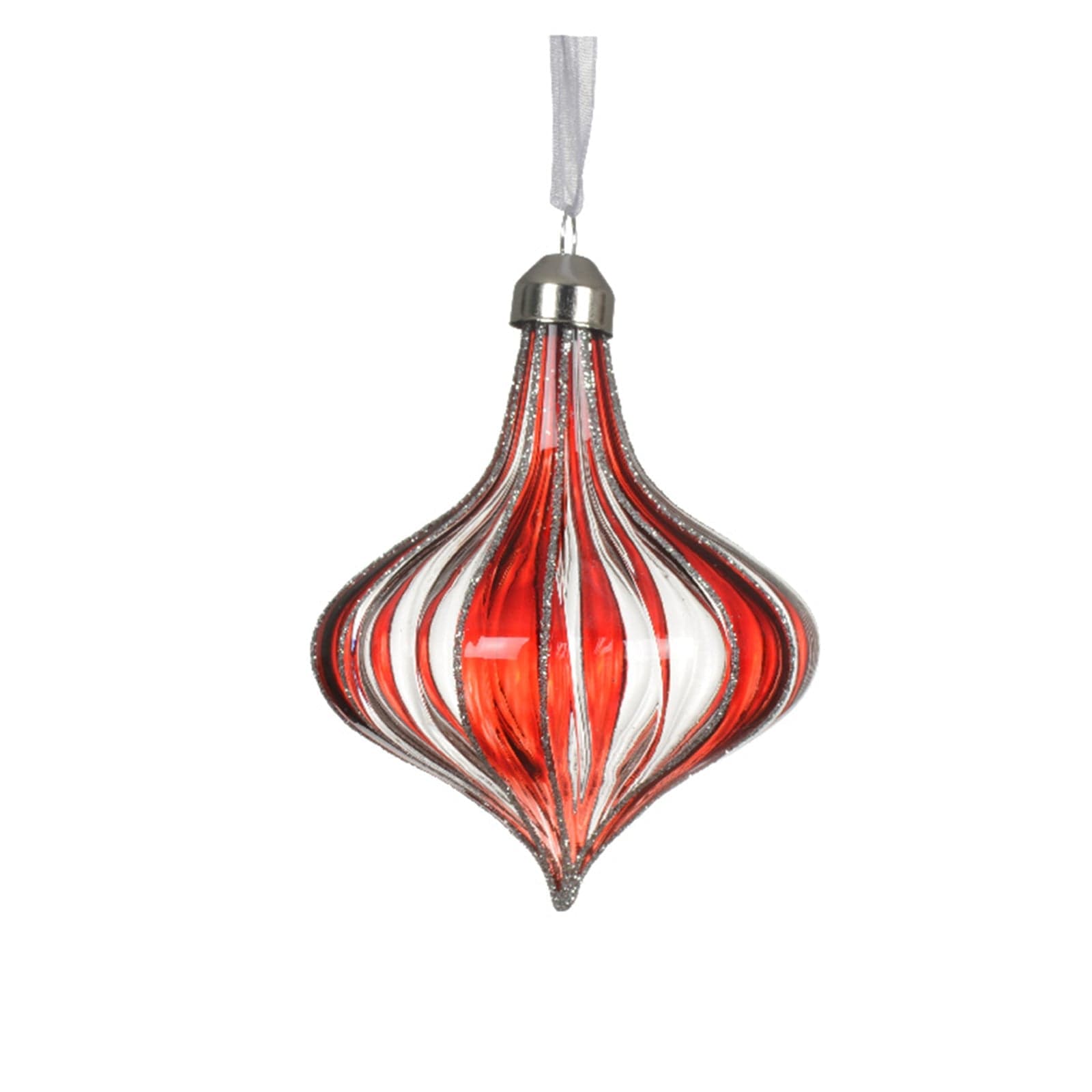 Palline per albero di Natale in vetro bianco e rosso decorazione natalizia, 3 pezzi - 4